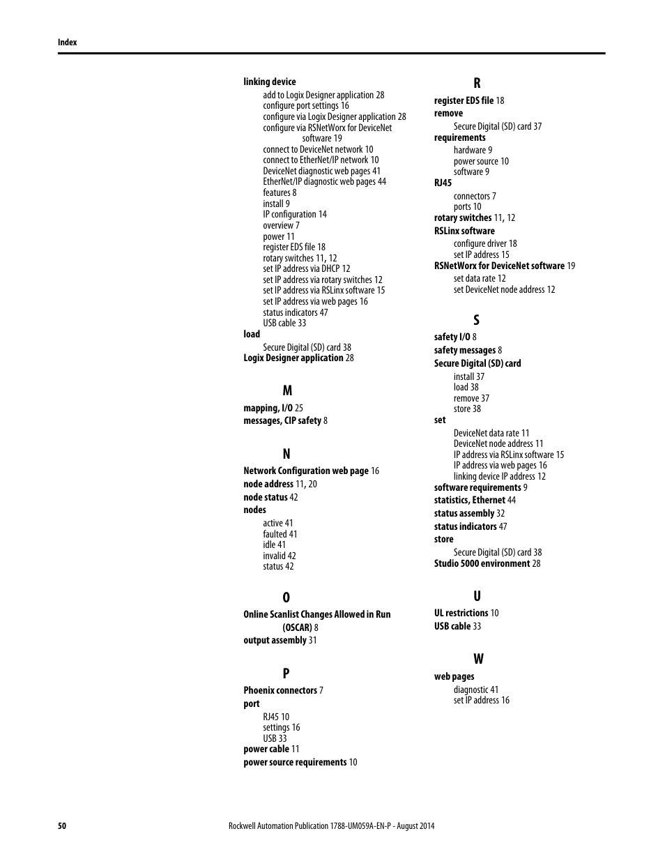 Rockwell Automation 1788-EN2DNR EtherNet/IP to DeviceNet Linking Device User Manual User Manual | Page 50 / 52