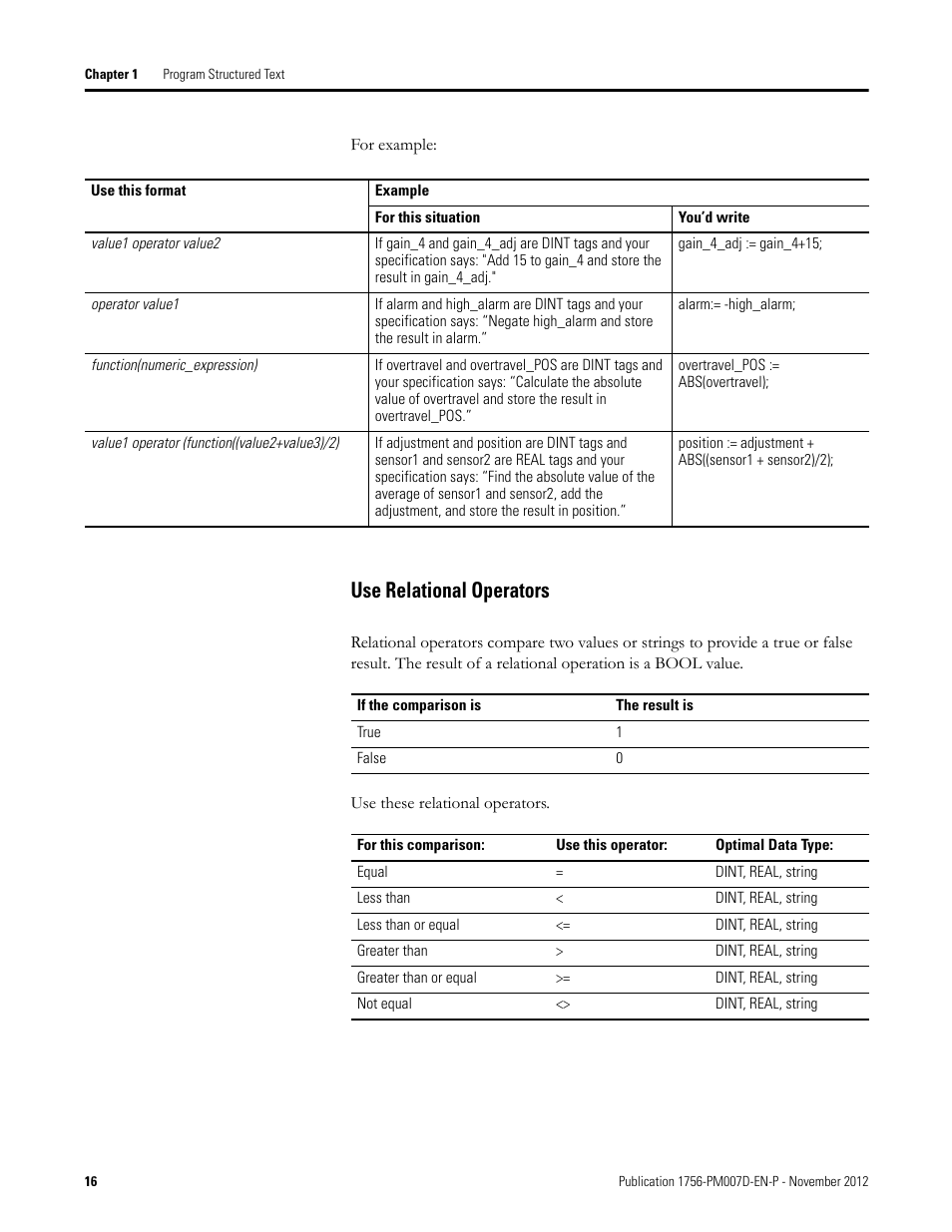 Use relational operators | Rockwell Automation Logix5000 Controllers Structured Text Programming Manual User Manual | Page 16 / 40