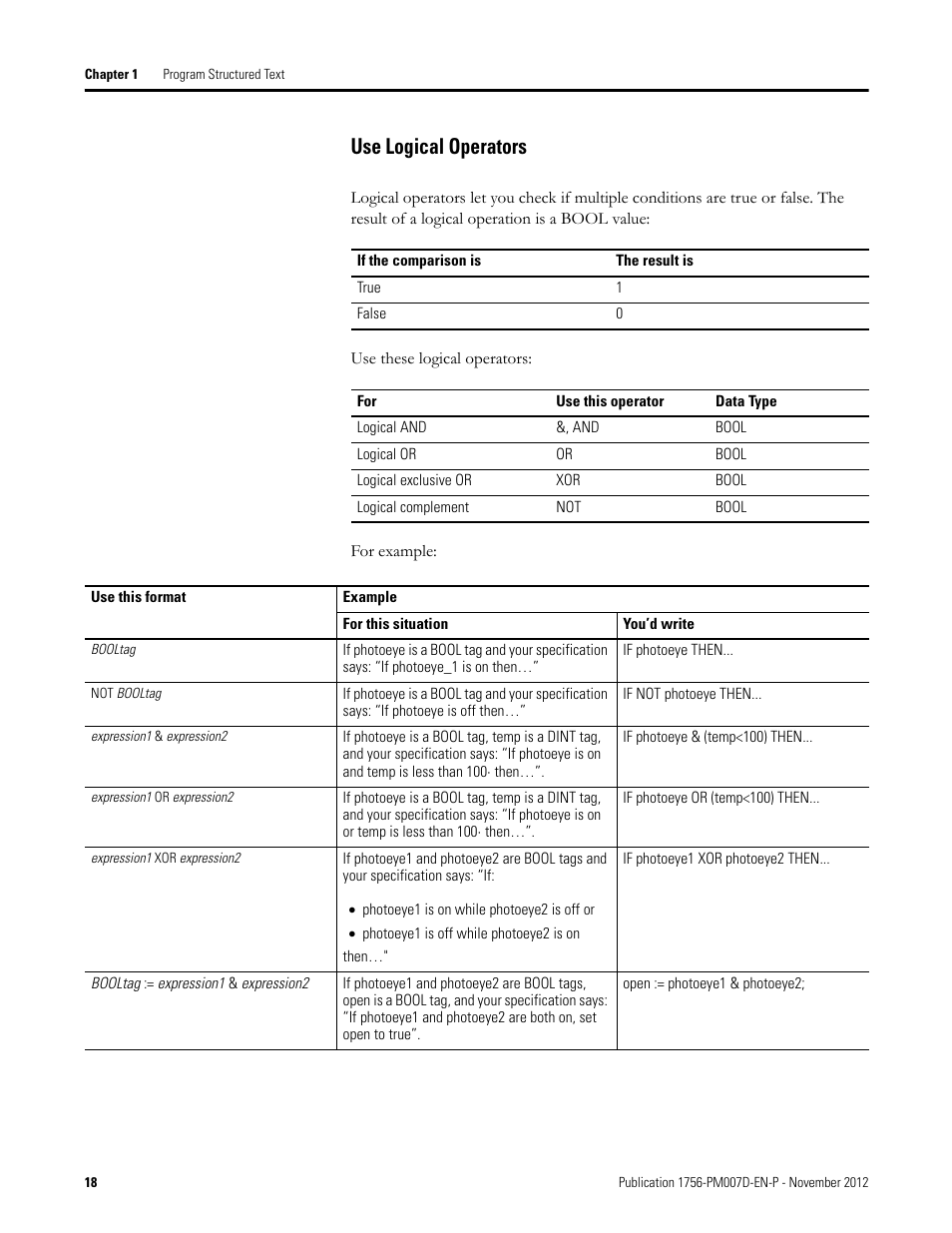 Use logical operators | Rockwell Automation Logix5000 Controllers Structured Text Programming Manual User Manual | Page 18 / 40