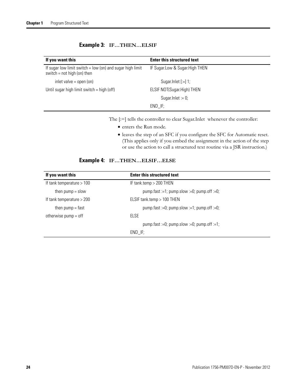 Example 3, Example 4 | Rockwell Automation Logix5000 Controllers Structured Text Programming Manual User Manual | Page 24 / 40
