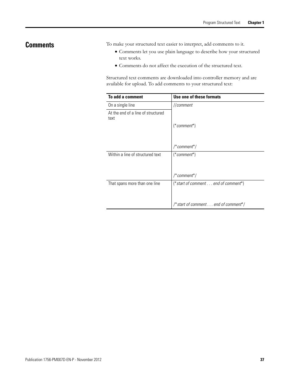 Comments | Rockwell Automation Logix5000 Controllers Structured Text Programming Manual User Manual | Page 37 / 40