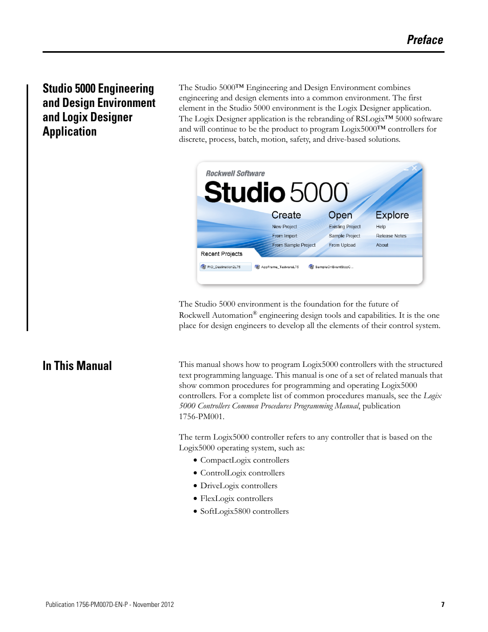 Preface, In this manual | Rockwell Automation Logix5000 Controllers Structured Text Programming Manual User Manual | Page 7 / 40