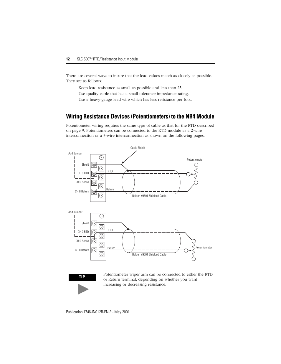 Rockwell Automation 1746-NR4 SLC 500 RTD/Resistance Input Module/ Instructions User Manual | Page 12 / 24