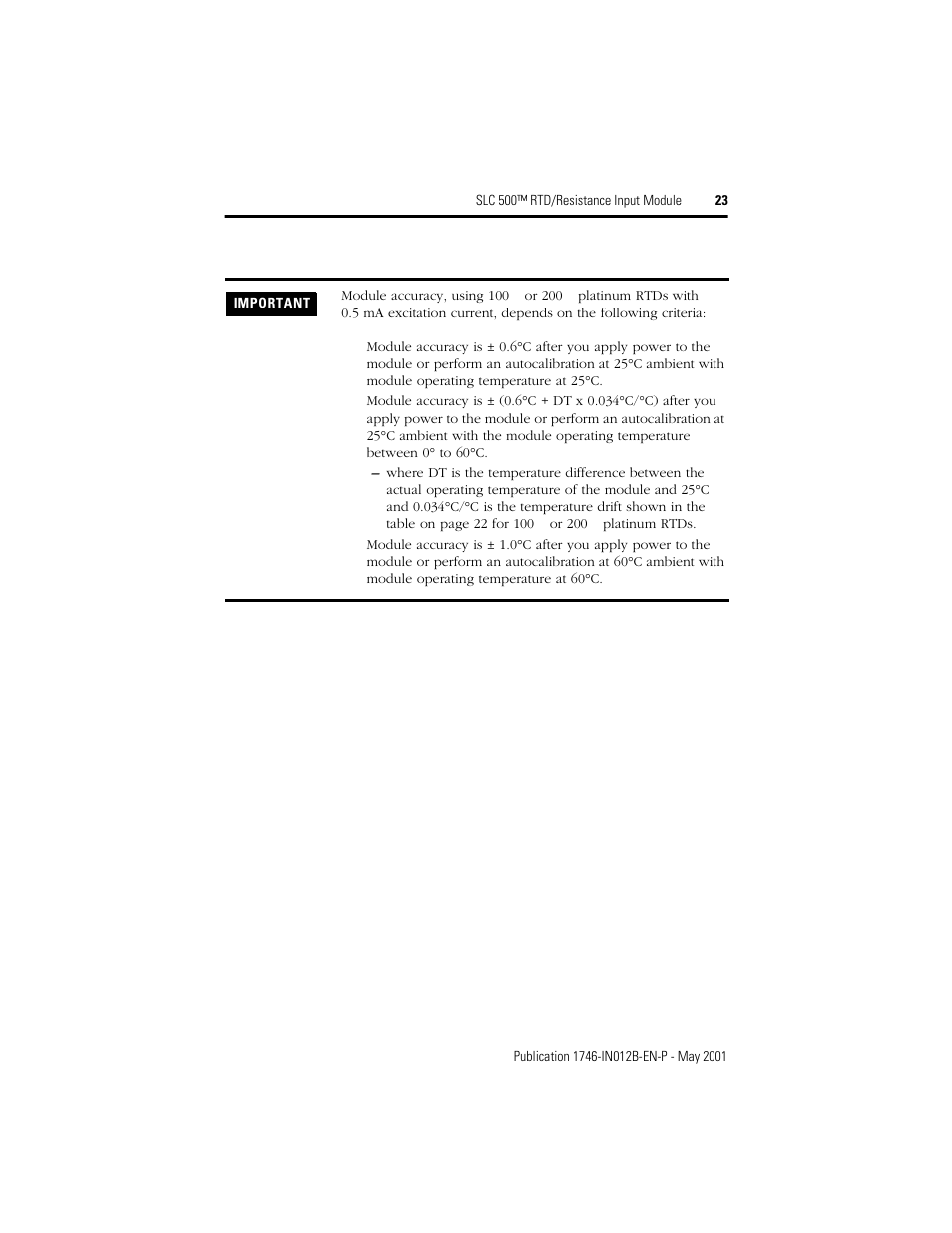 Rockwell Automation 1746-NR4 SLC 500 RTD/Resistance Input Module/ Instructions User Manual | Page 23 / 24