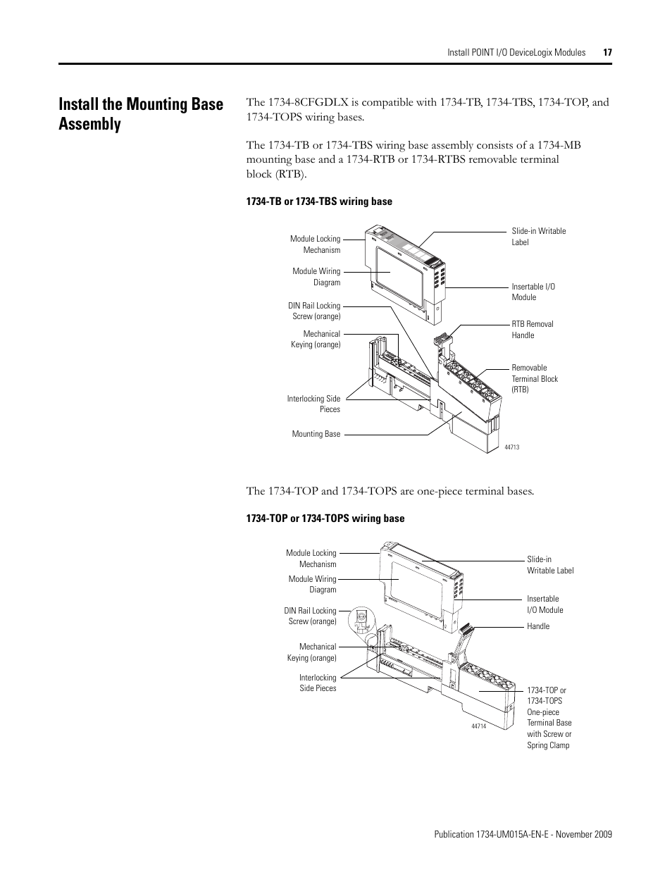 Install the mounting base assembly | Rockwell Automation 1734-XXXX POINT I/O and ArmorPOINT I/O DeviceLogix User Manual User Manual | Page 19 / 112