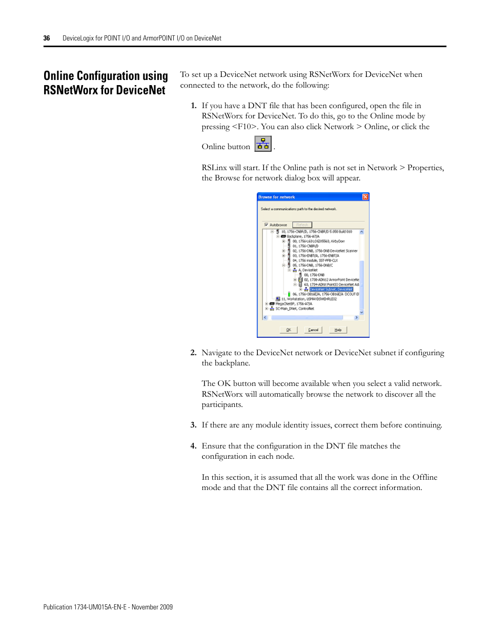 Online configuration using rsnetworx for devicenet | Rockwell Automation 1734-XXXX POINT I/O and ArmorPOINT I/O DeviceLogix User Manual User Manual | Page 38 / 112