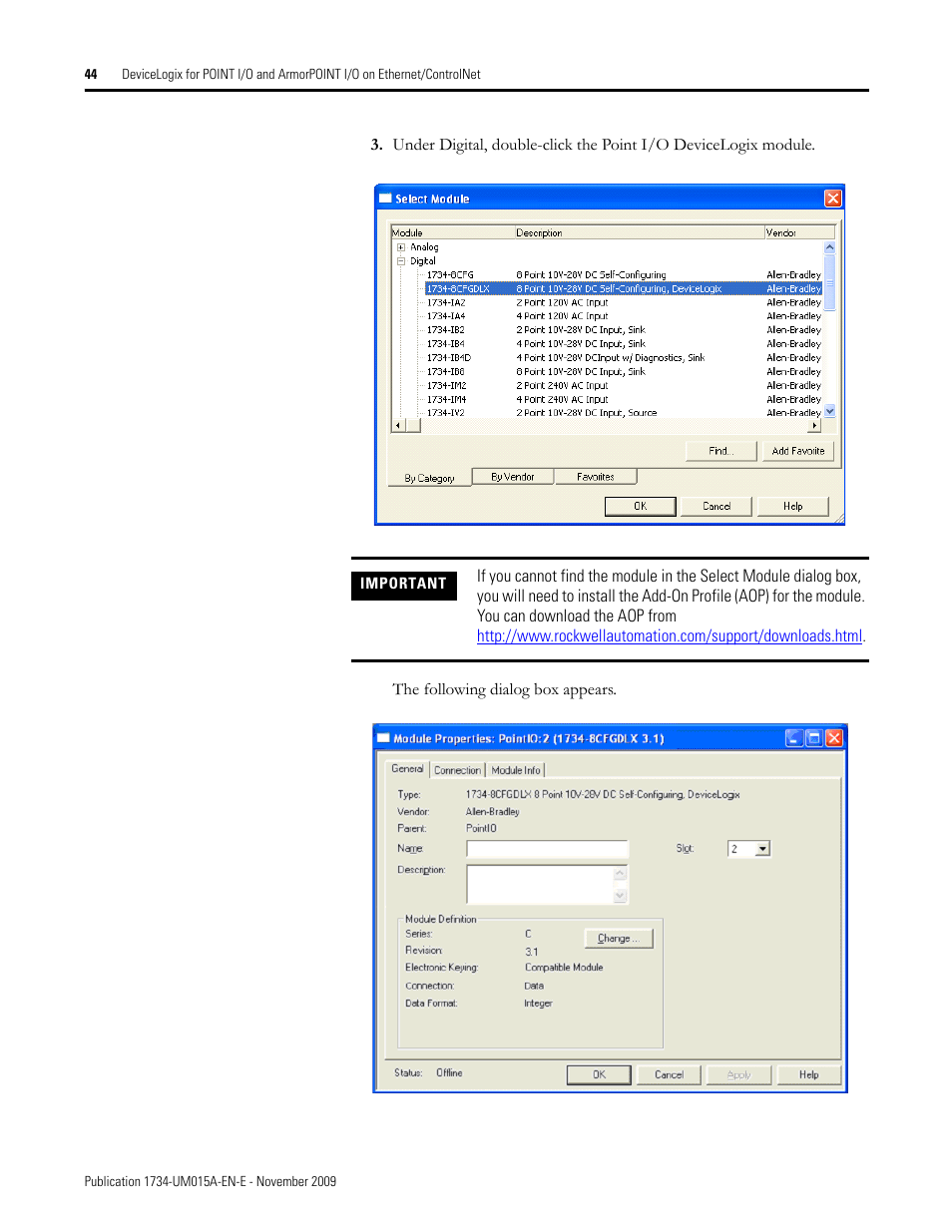 Rockwell Automation 1734-XXXX POINT I/O and ArmorPOINT I/O DeviceLogix User Manual User Manual | Page 46 / 112