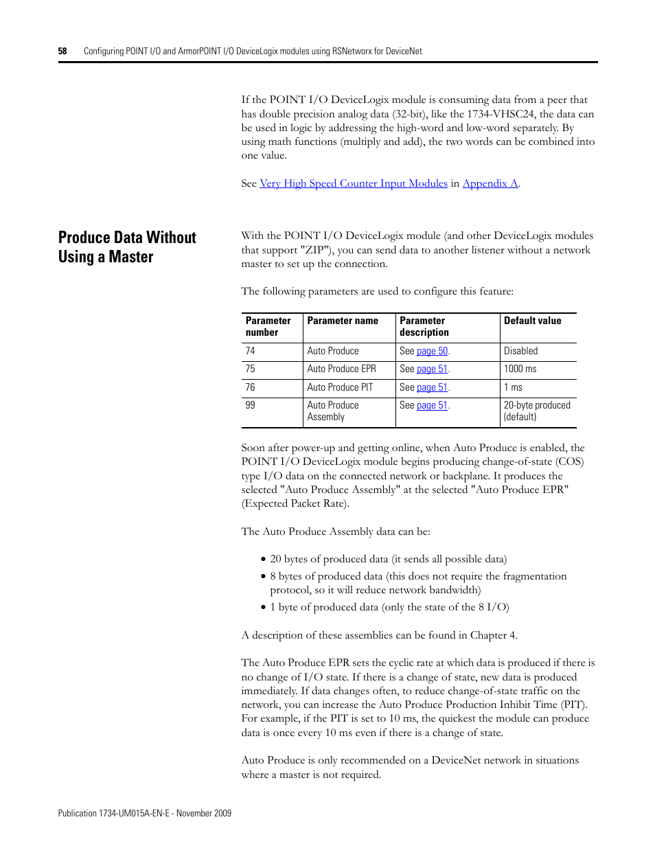 Produce data without using a master | Rockwell Automation 1734-XXXX POINT I/O and ArmorPOINT I/O DeviceLogix User Manual User Manual | Page 60 / 112