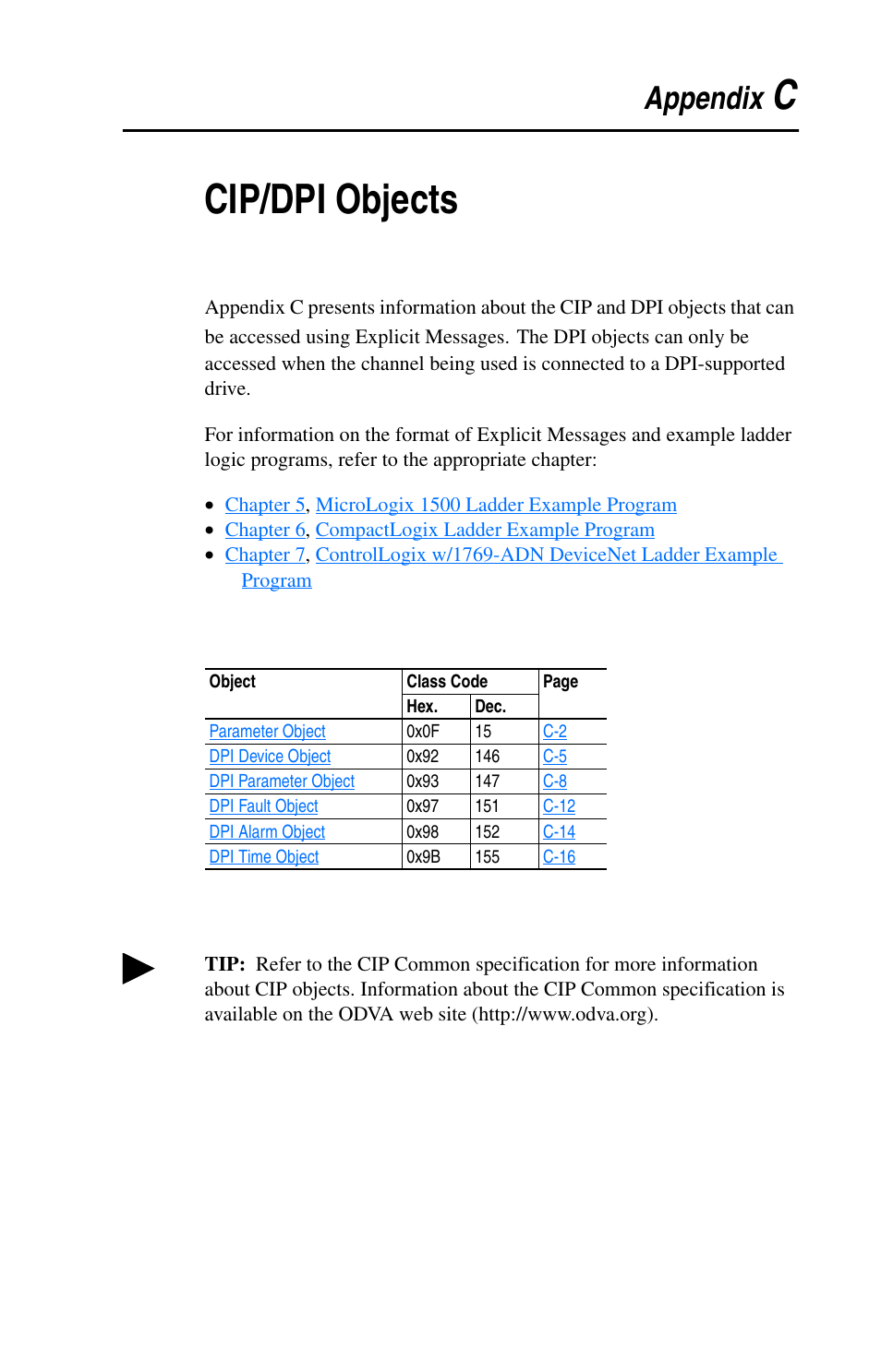 Appendix c, Cip/dpi objects, Refer to | Ccip/dpi objects, Appendix | Rockwell Automation 1769-SM1 Compact I/O to DPI/SCANport Module User Manual | Page 127 / 176