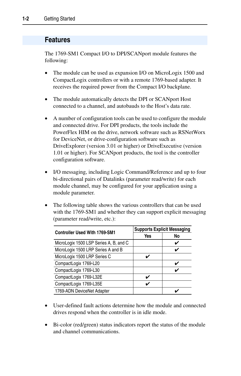 Features | Rockwell Automation 1769-SM1 Compact I/O to DPI/SCANport Module User Manual | Page 14 / 176