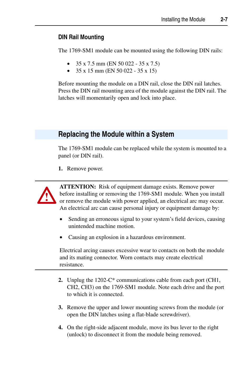 Replacing the module within a system, Replacing the module within a | Rockwell Automation 1769-SM1 Compact I/O to DPI/SCANport Module User Manual | Page 27 / 176