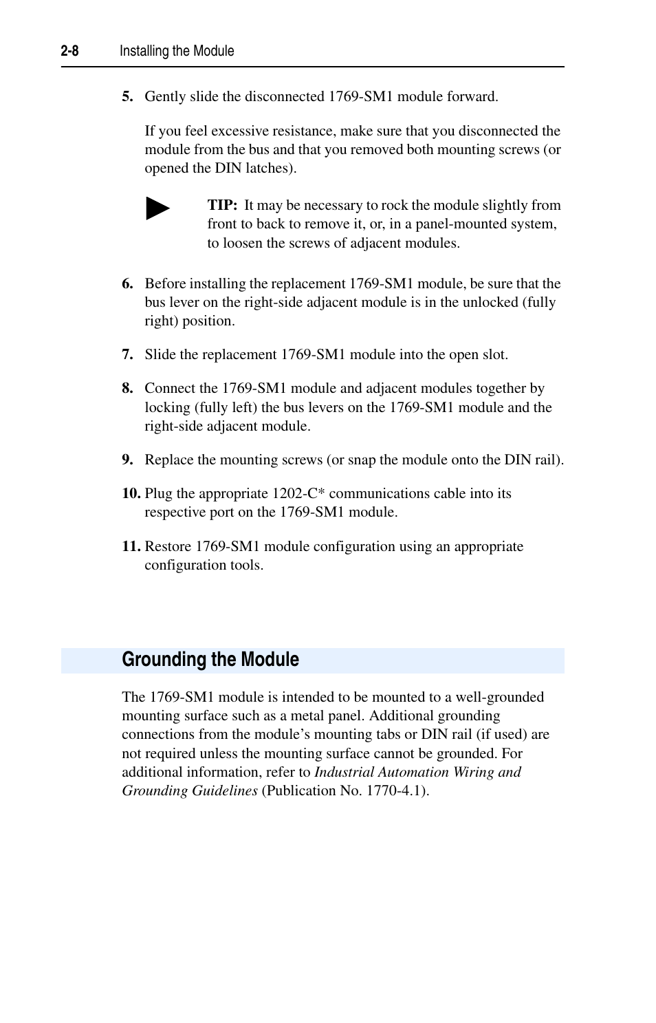 Grounding the module | Rockwell Automation 1769-SM1 Compact I/O to DPI/SCANport Module User Manual | Page 28 / 176