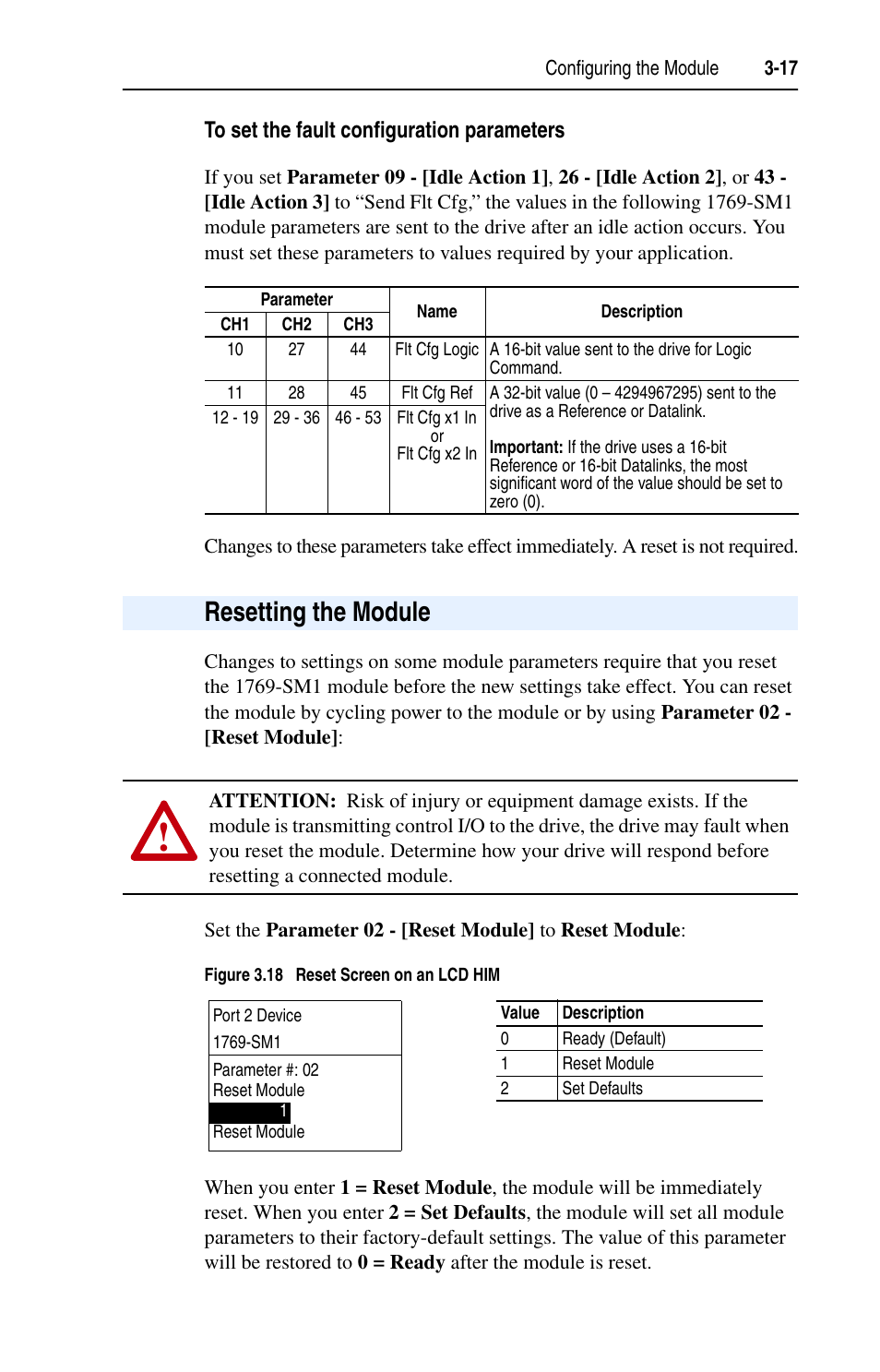 Resetting the module | Rockwell Automation 1769-SM1 Compact I/O to DPI/SCANport Module User Manual | Page 47 / 176