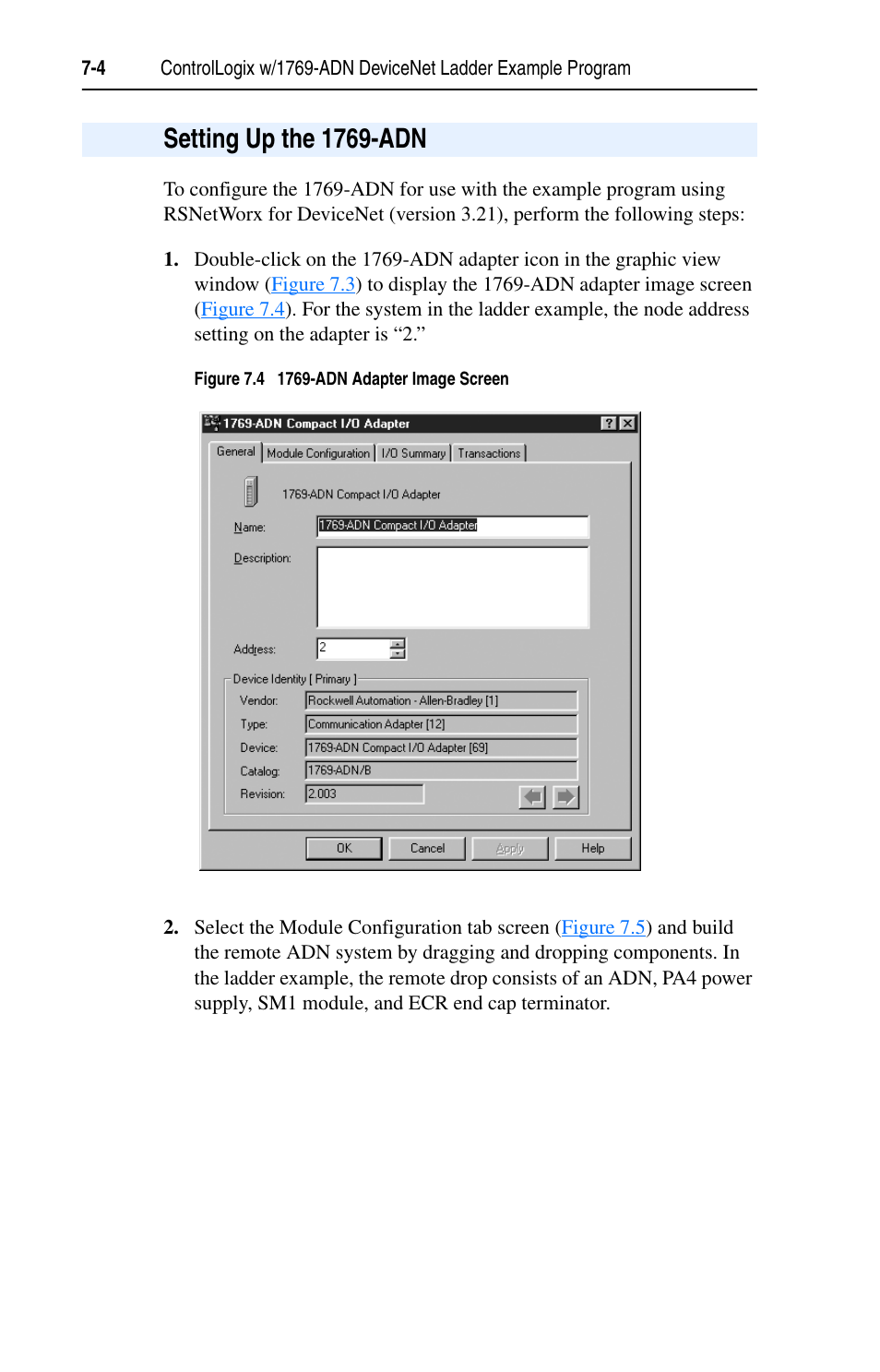 Setting up the 1769-adn, Setting up the 1769-adn -4 | Rockwell Automation 1769-SM1 Compact I/O to DPI/SCANport Module User Manual | Page 88 / 176