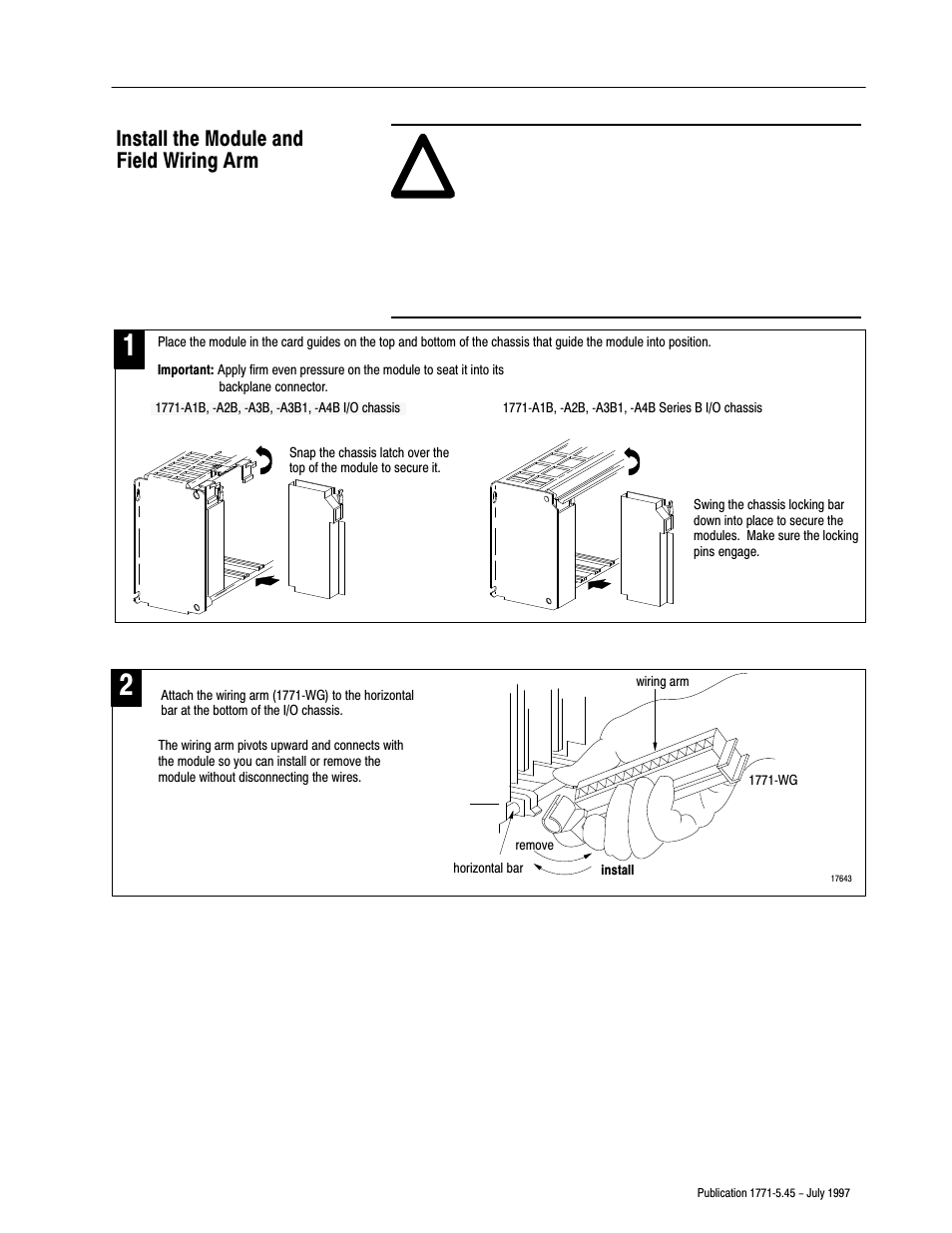 Install the module and field wiring arm | Rockwell Automation 1771-IFE/C INSTL.INSTRUCTIONS ANALOG INPU User Manual | Page 5 / 16