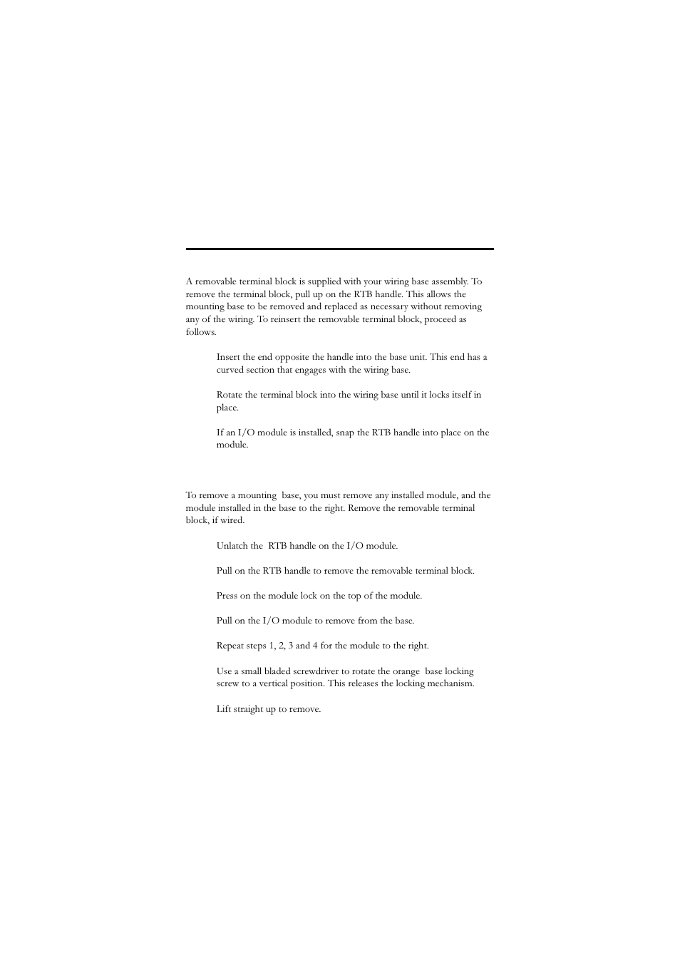 Install the removable terminal block (rtb), Remove a mounting base | Rockwell Automation 1734-IE4C POINT I/O 4 Channel High Density Current Input Module Installat User Manual | Page 11 / 24