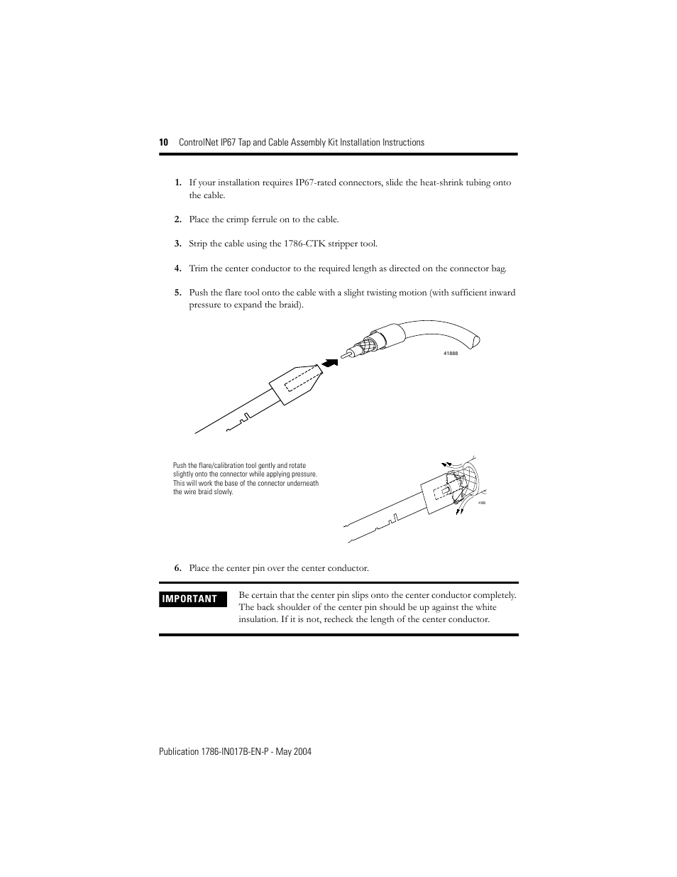 Rockwell Automation 1786-TPST2T ControlNet IP67 Tap and Cable Assembly Kit Installation Instructions User Manual | Page 10 / 16