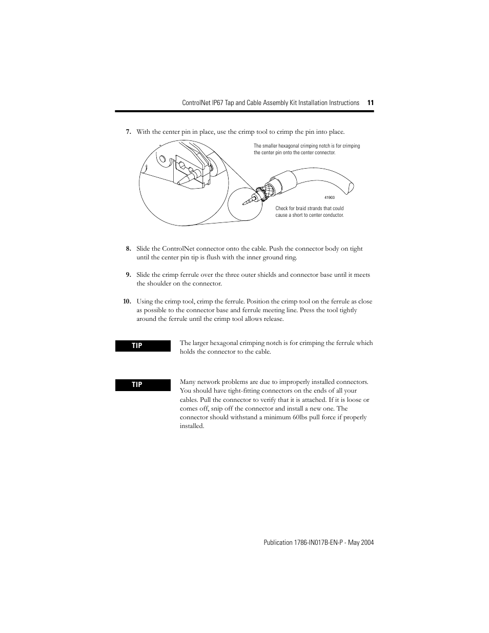 Rockwell Automation 1786-TPST2T ControlNet IP67 Tap and Cable Assembly Kit Installation Instructions User Manual | Page 11 / 16