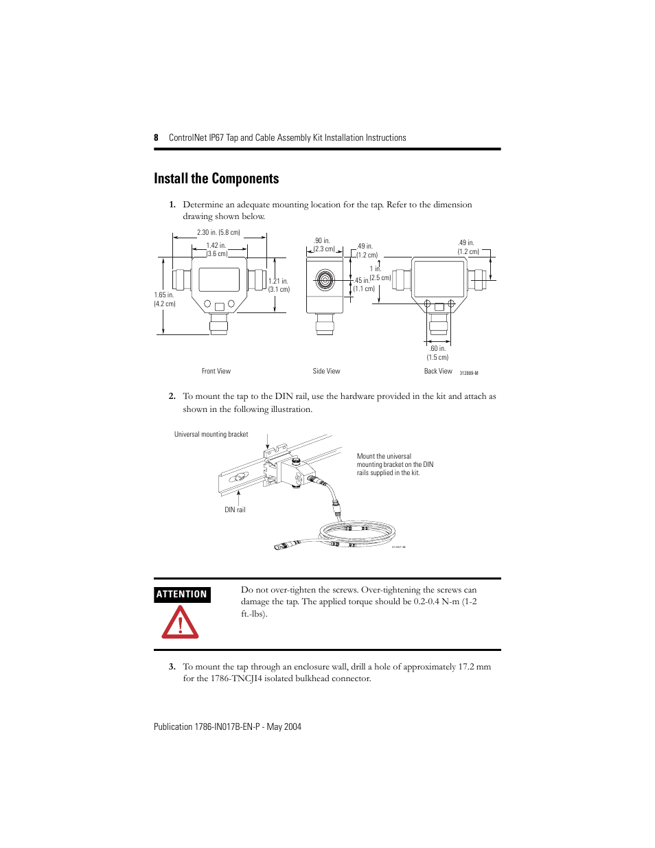 Install the components | Rockwell Automation 1786-TPST2T ControlNet IP67 Tap and Cable Assembly Kit Installation Instructions User Manual | Page 8 / 16