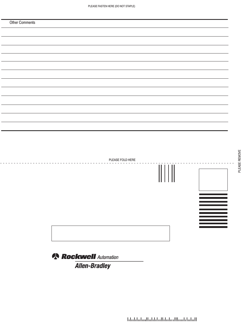 Business reply mail | Rockwell Automation 1771-ASB/E Remote I/O Adapter User Manual User Manual | Page 92 / 94