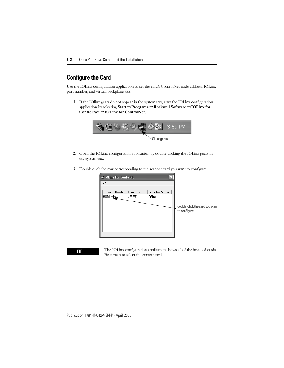 Configure the card, Configure the card -2 | Rockwell Automation 1784-PKTCS ControlNet PCI Scanner Card Installation Instrucitons User Manual | Page 42 / 70