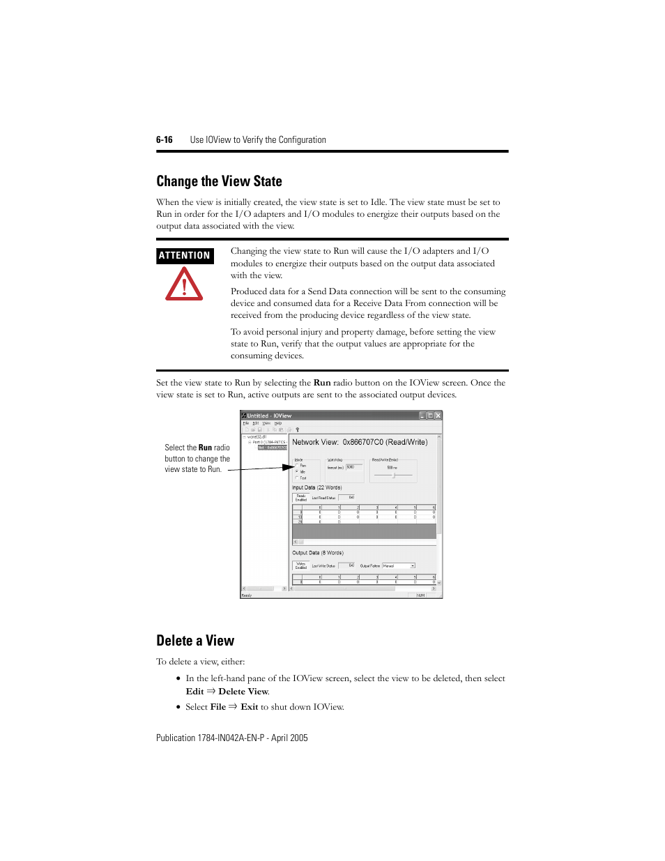 Change the view state, Delete a view, Change the view state -16 delete a view -16 | Rockwell Automation 1784-PKTCS ControlNet PCI Scanner Card Installation Instrucitons User Manual | Page 56 / 70