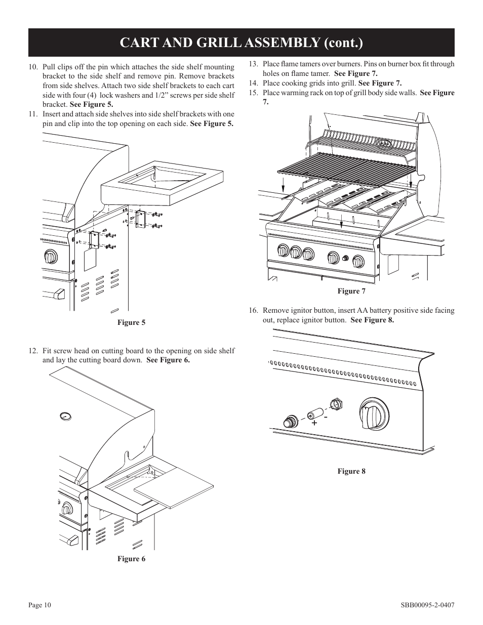 Cart and grill assembly (cont.) | Broilmaster SBG2801-1 User Manual | Page 10 / 24