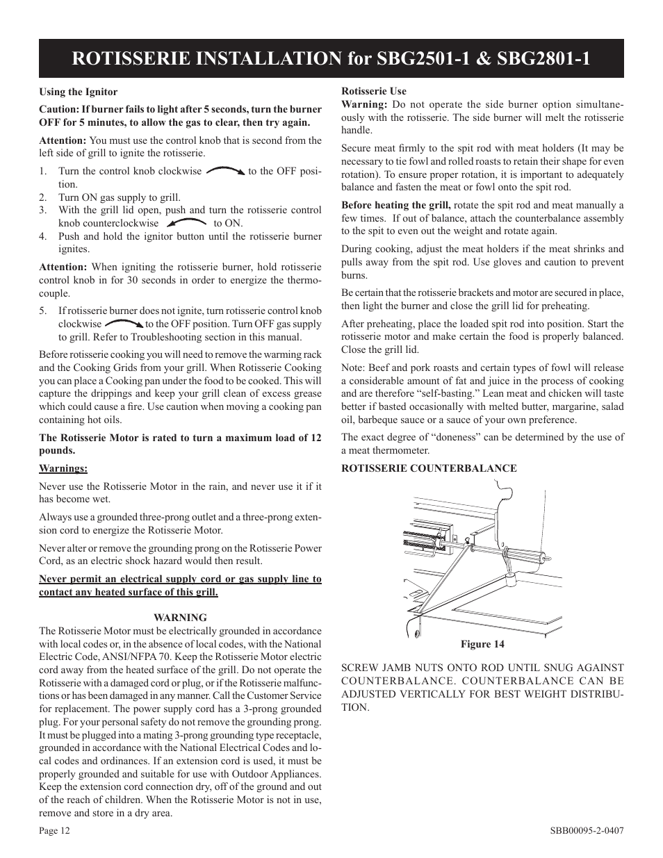 Broilmaster SBG2801-1 User Manual | Page 12 / 24