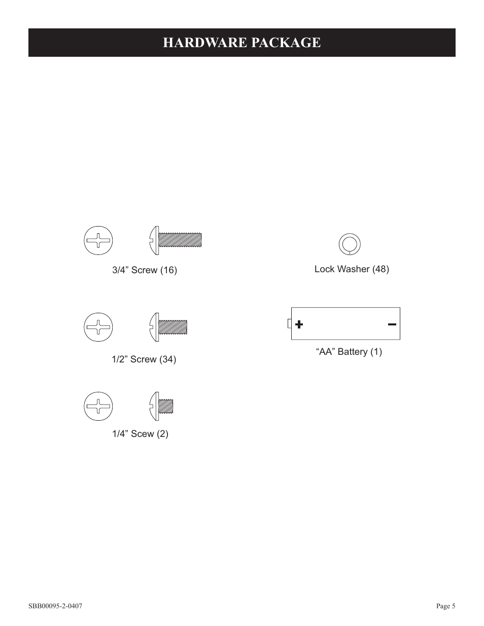 Hardware package | Broilmaster SBG2801-1 User Manual | Page 5 / 24