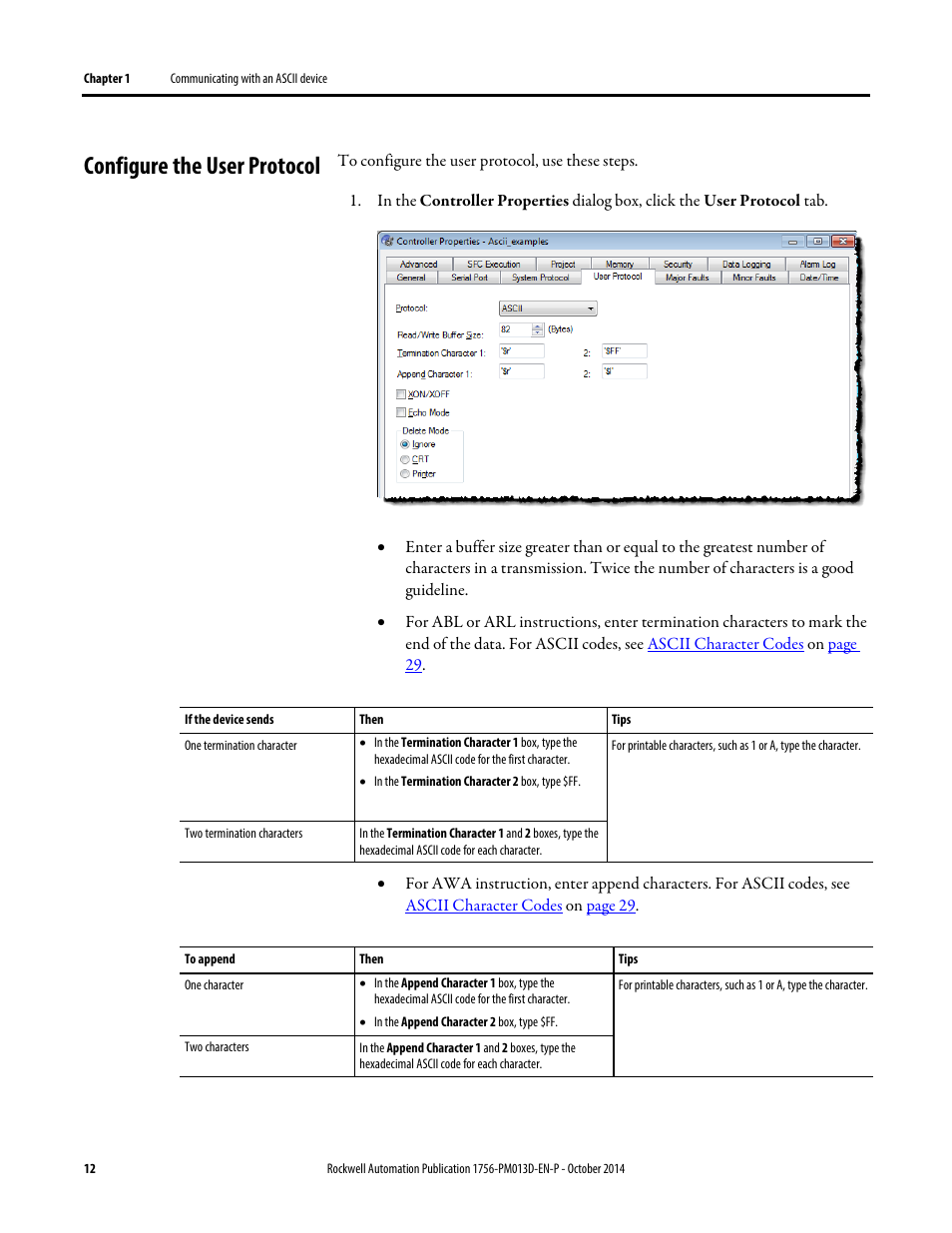 Configure the user protocol | Rockwell Automation Logix5000 Controllers ASCII Strings Programming Manual User Manual | Page 12 / 32