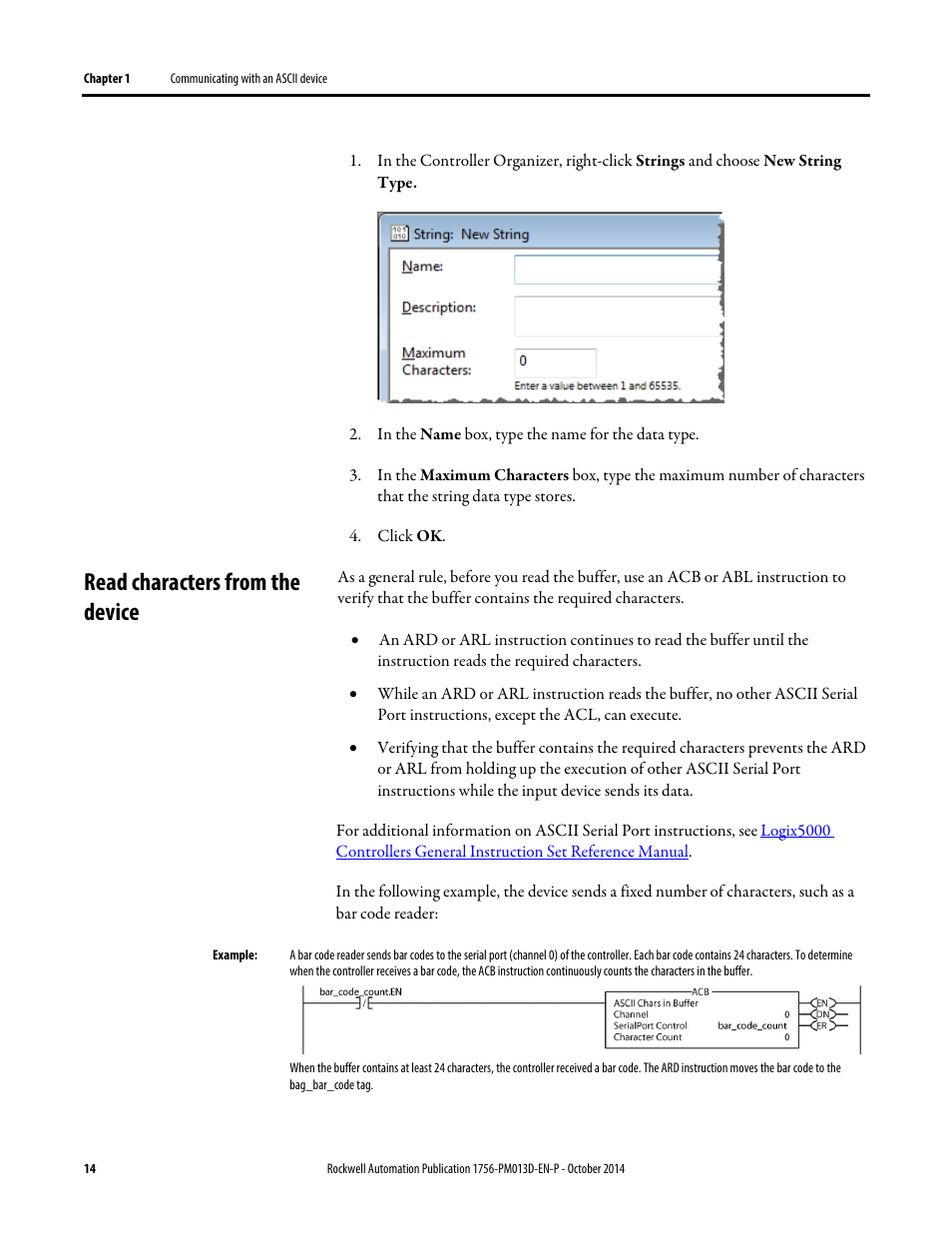 Read characters from the device | Rockwell Automation Logix5000 Controllers ASCII Strings Programming Manual User Manual | Page 14 / 32