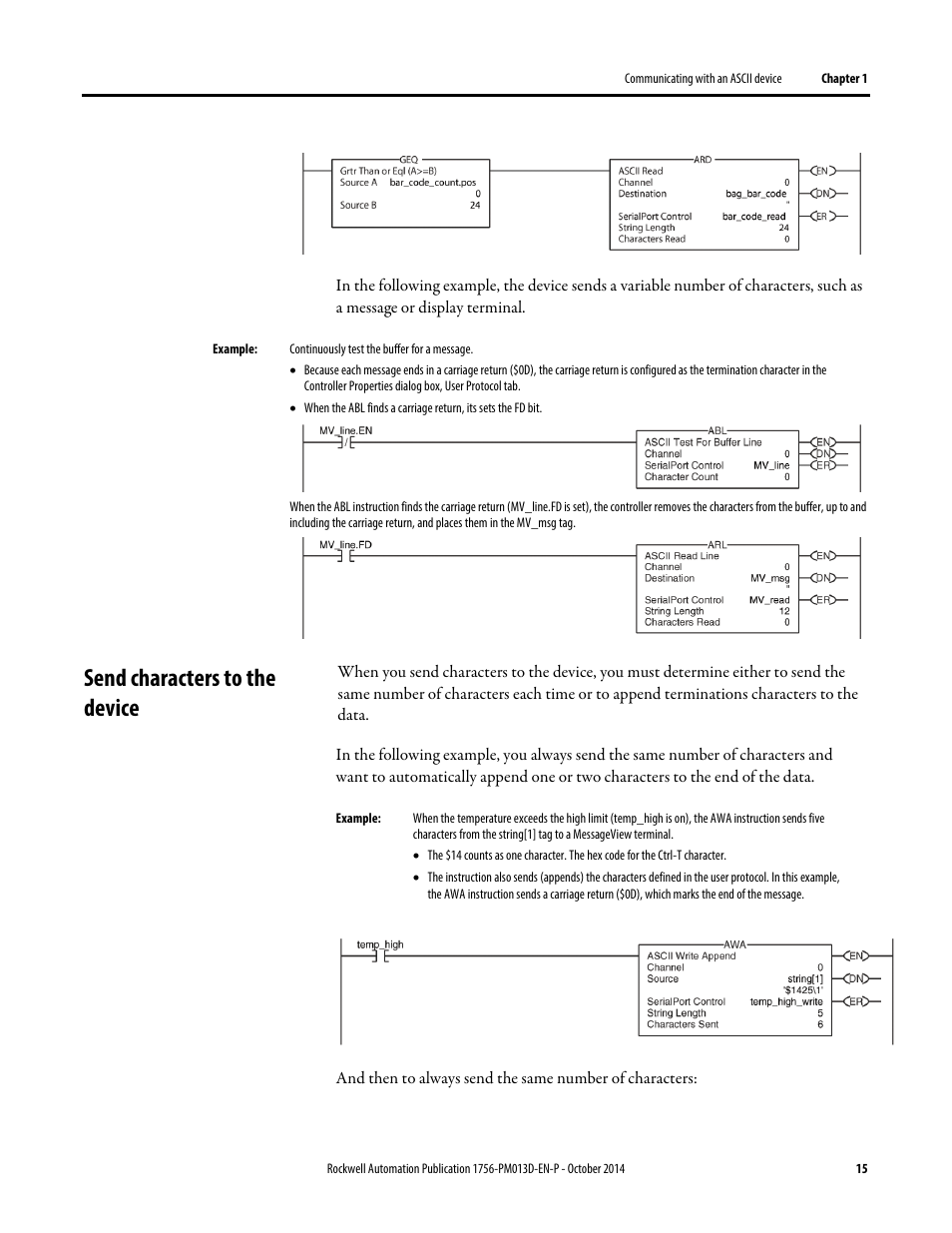 Send characters to the device | Rockwell Automation Logix5000 Controllers ASCII Strings Programming Manual User Manual | Page 15 / 32