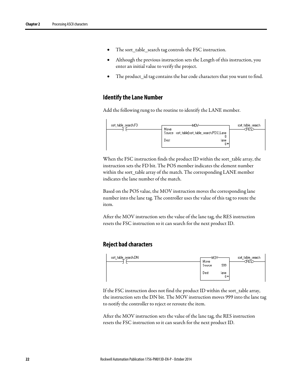 Identify the lane number, Reject bad characters | Rockwell Automation Logix5000 Controllers ASCII Strings Programming Manual User Manual | Page 22 / 32