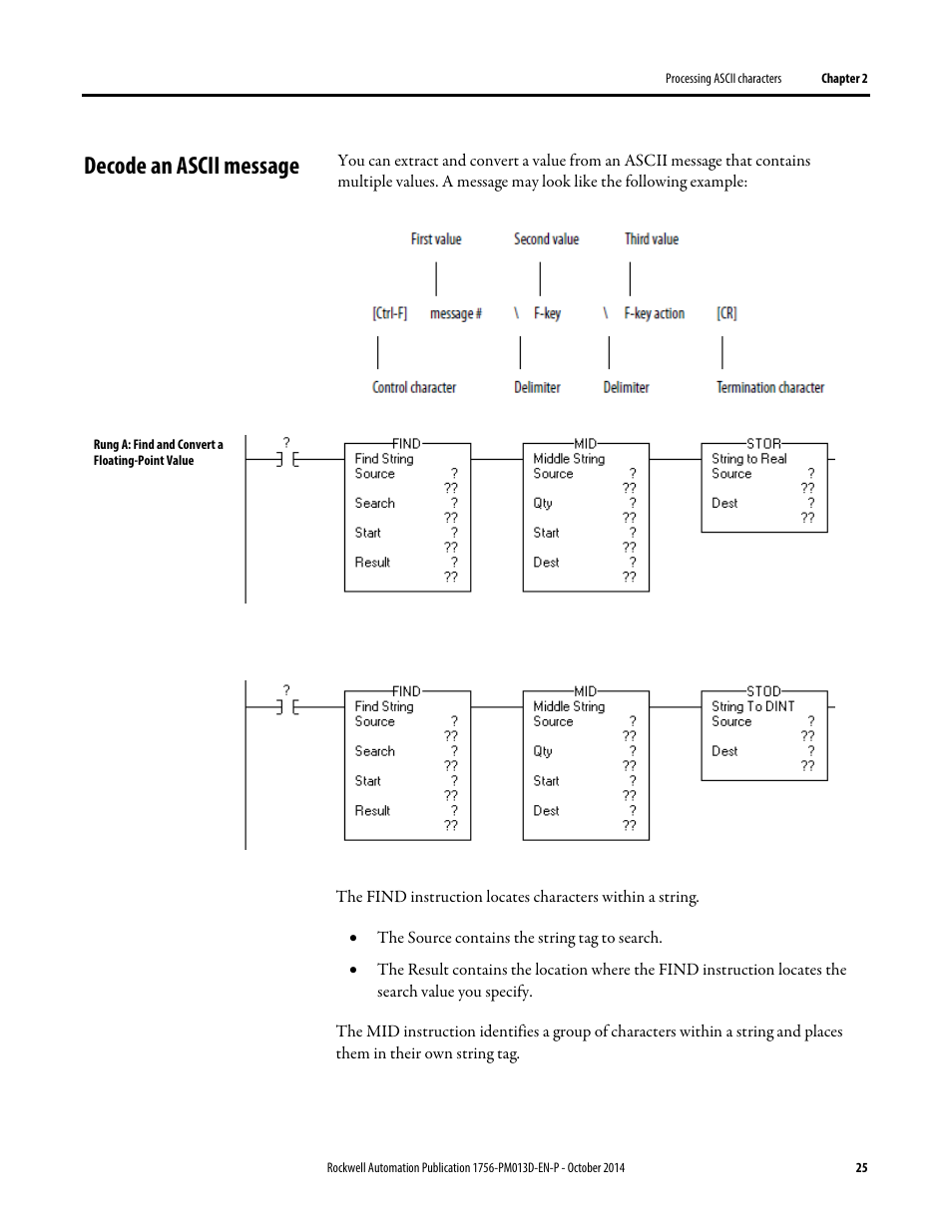 Decode an ascii message | Rockwell Automation Logix5000 Controllers ASCII Strings Programming Manual User Manual | Page 25 / 32