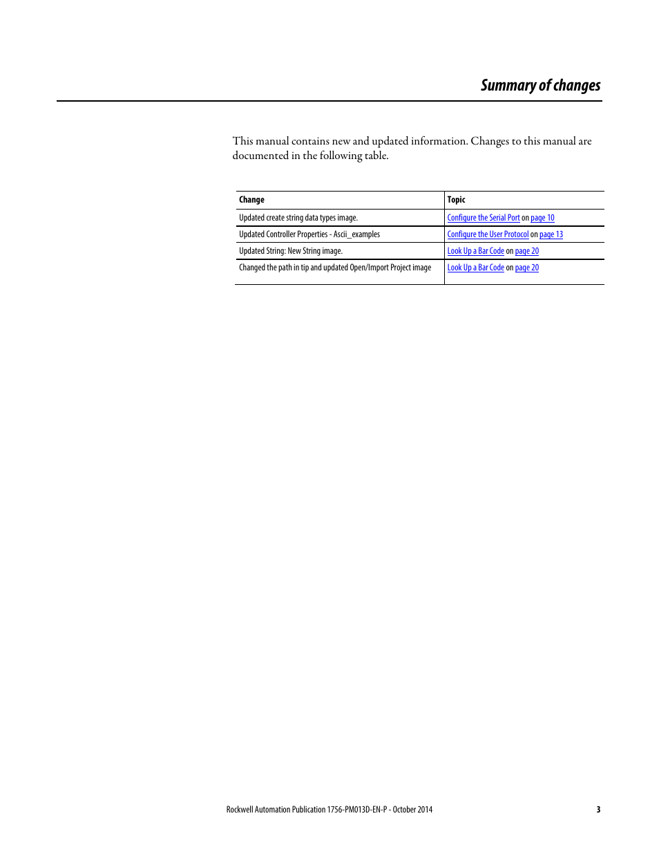 Summary of changes | Rockwell Automation Logix5000 Controllers ASCII Strings Programming Manual User Manual | Page 3 / 32
