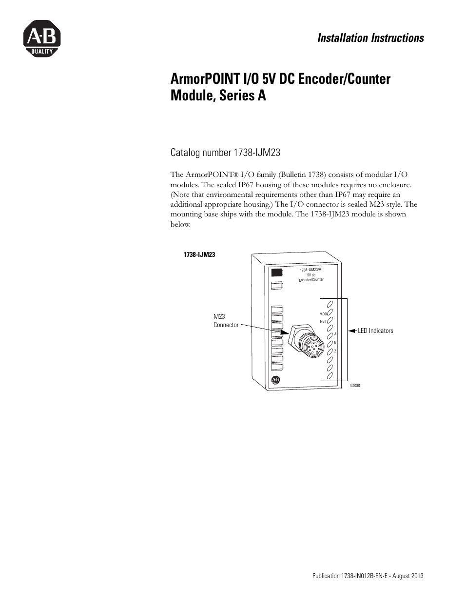 Rockwell Automation 1738-IJM23 ArmorPOINT I/O 5V DC Encoder/Counter Modules, Series A User Manual | 18 pages