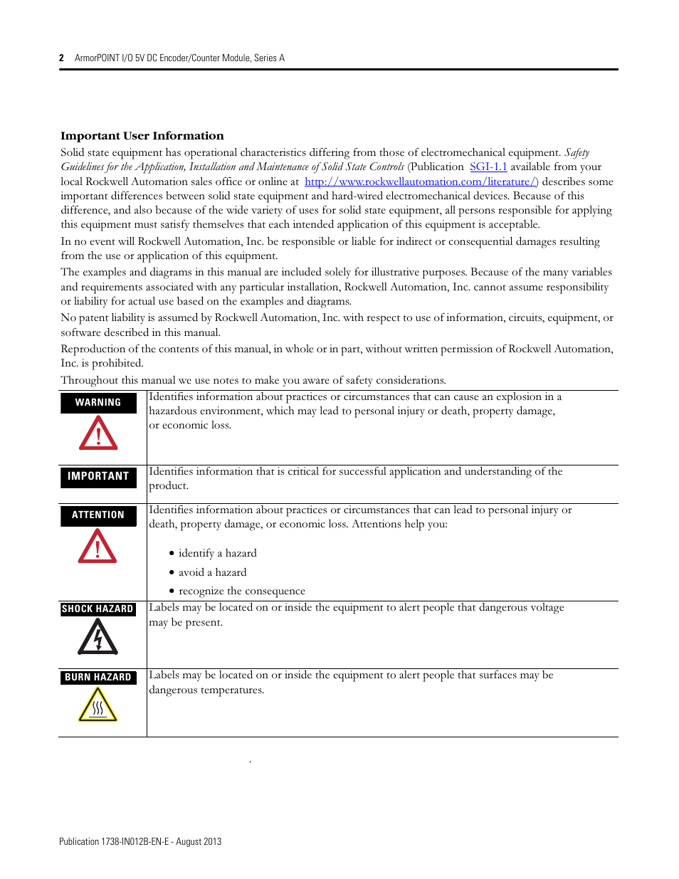 Rockwell Automation 1738-IJM23 ArmorPOINT I/O 5V DC Encoder/Counter Modules, Series A User Manual | Page 2 / 18