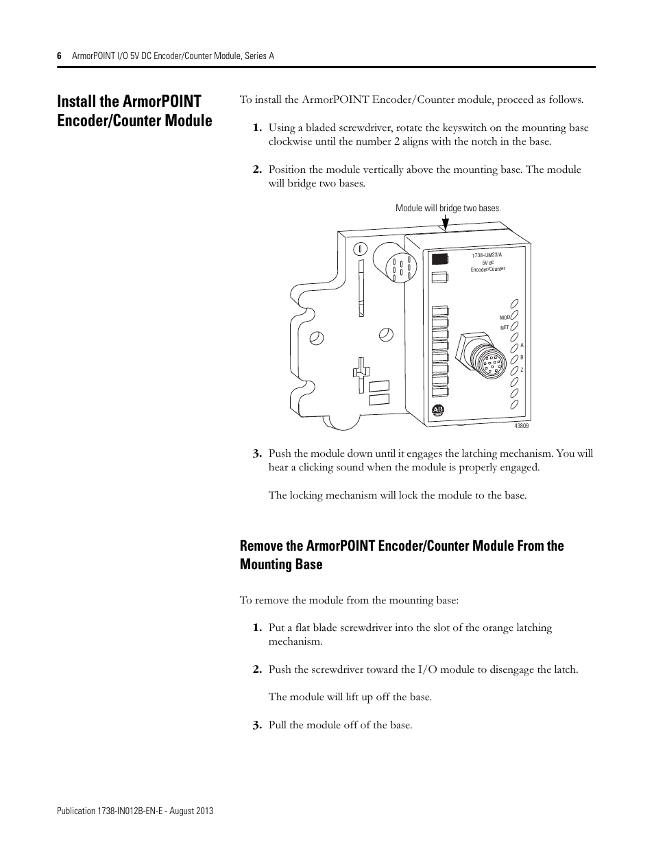 Install the armorpoint encoder/counter module | Rockwell Automation 1738-IJM23 ArmorPOINT I/O 5V DC Encoder/Counter Modules, Series A User Manual | Page 6 / 18