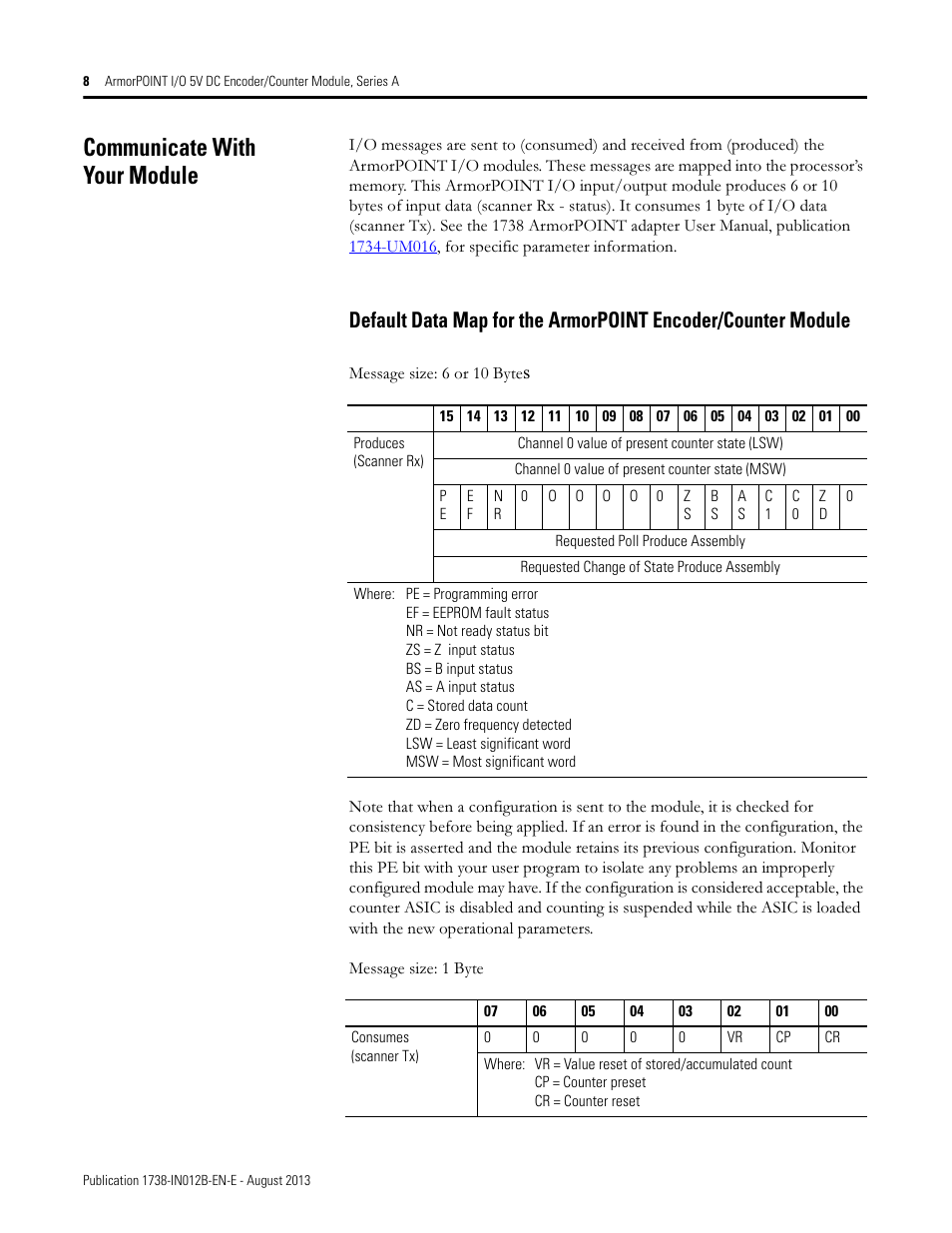 Communicate with your module | Rockwell Automation 1738-IJM23 ArmorPOINT I/O 5V DC Encoder/Counter Modules, Series A User Manual | Page 8 / 18