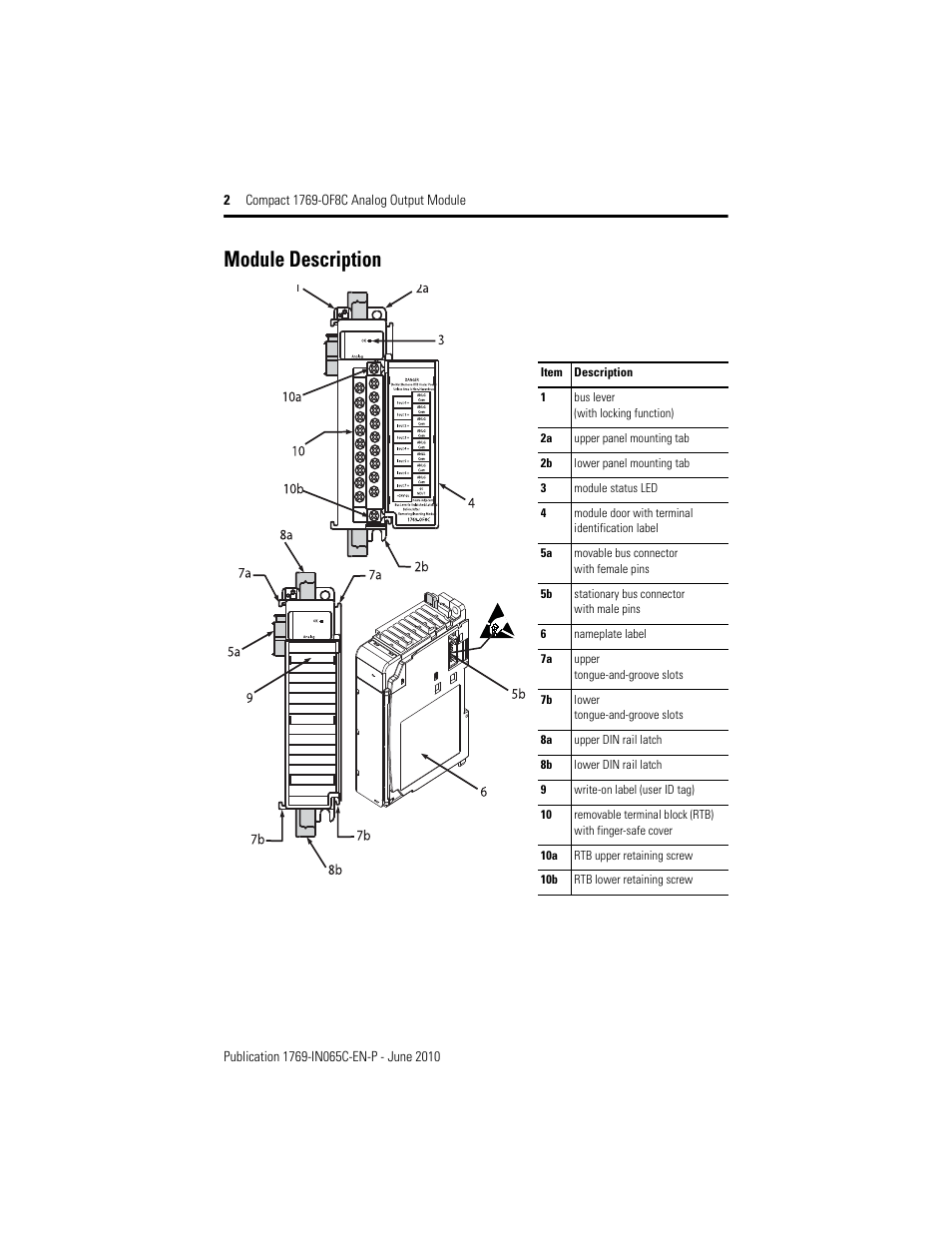 Module description | Rockwell Automation 1769-OF8C Compact Analog Output Module User Manual | Page 2 / 32