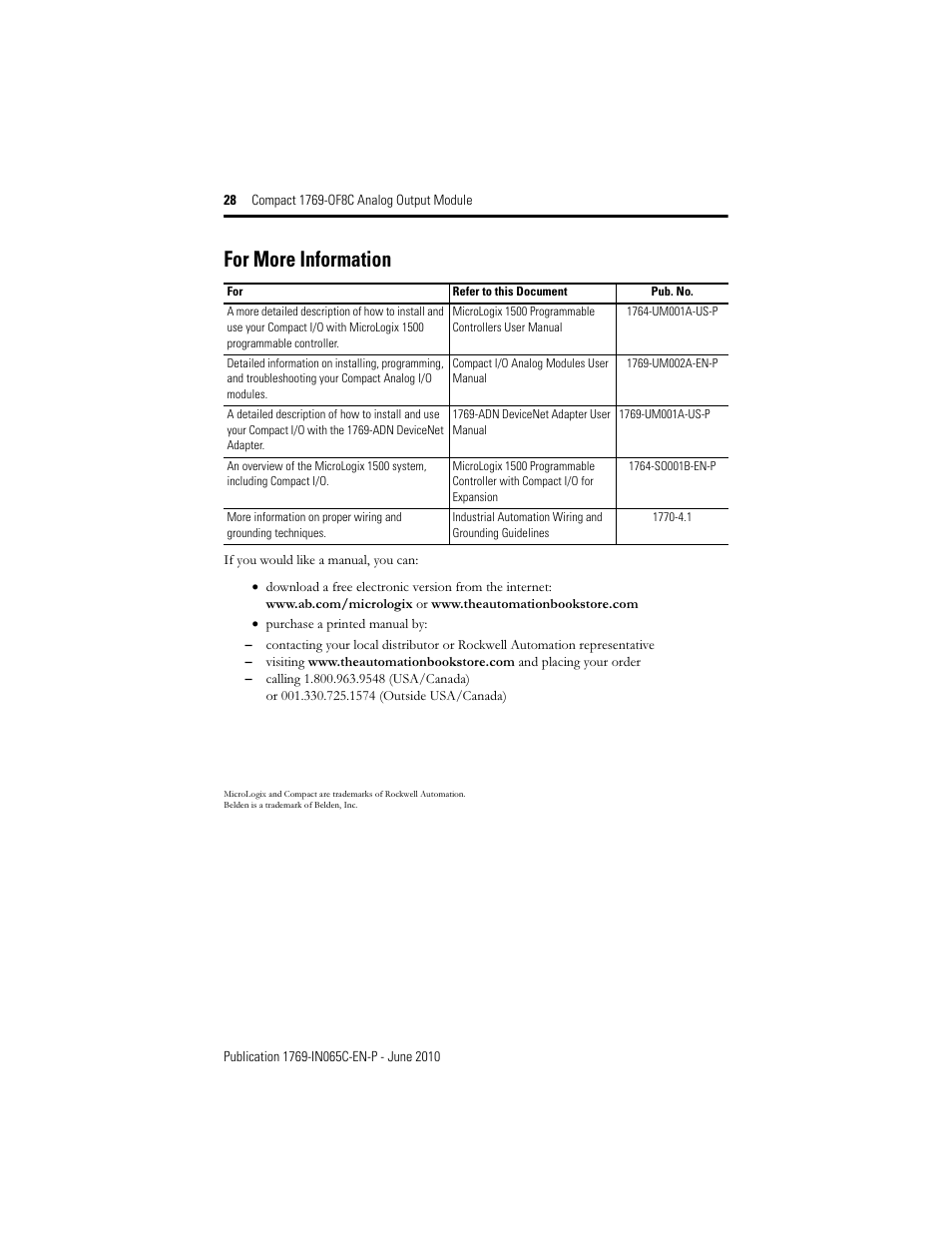 For more information | Rockwell Automation 1769-OF8C Compact Analog Output Module User Manual | Page 28 / 32