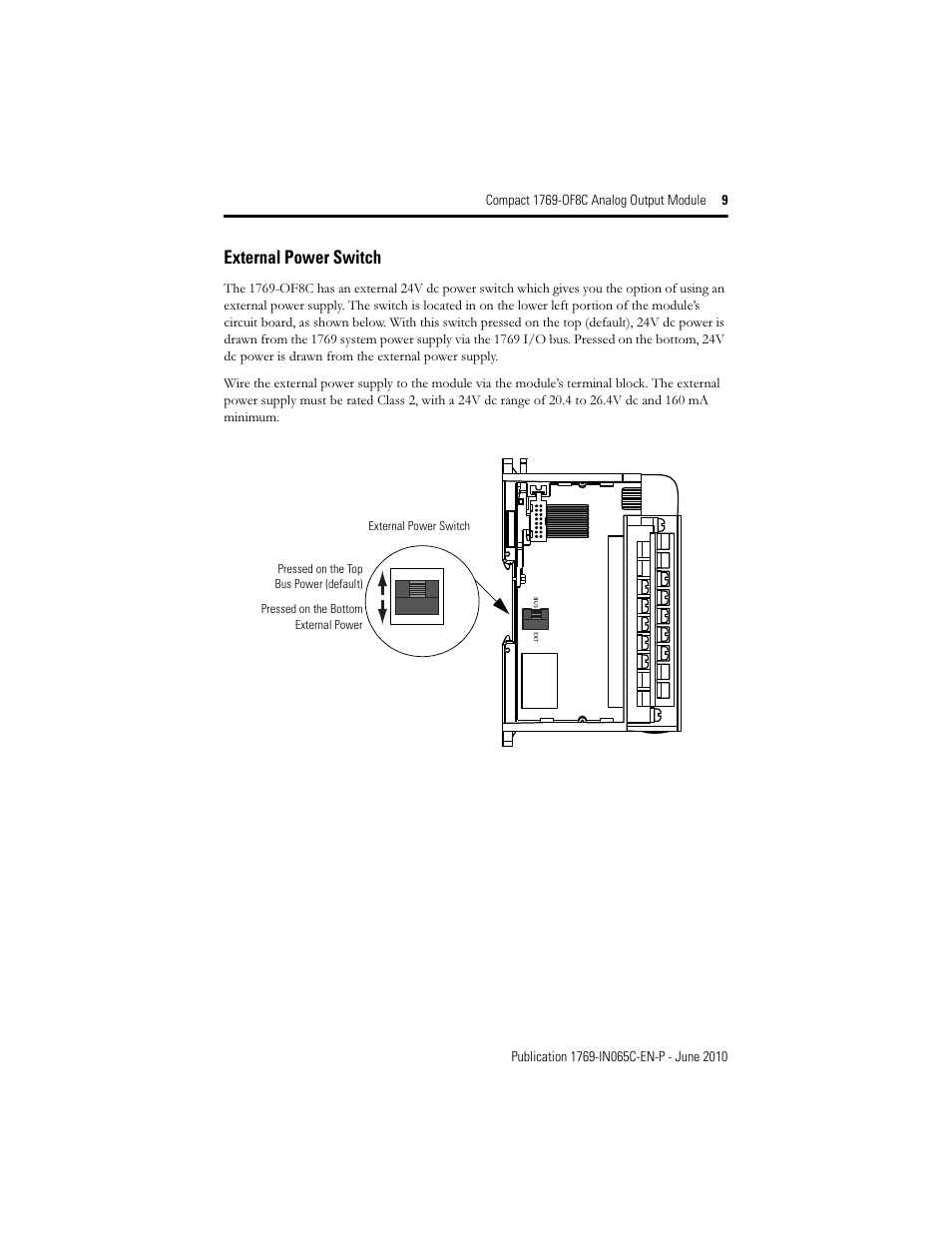 External power switch | Rockwell Automation 1769-OF8C Compact Analog Output Module User Manual | Page 9 / 32