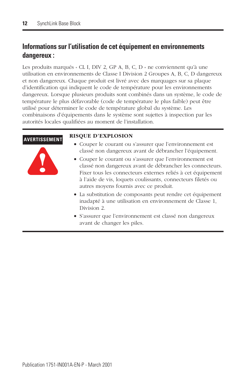 Rockwell Automation 1751 SynchLink Base Block Installation Instructions User Manual | Page 12 / 16