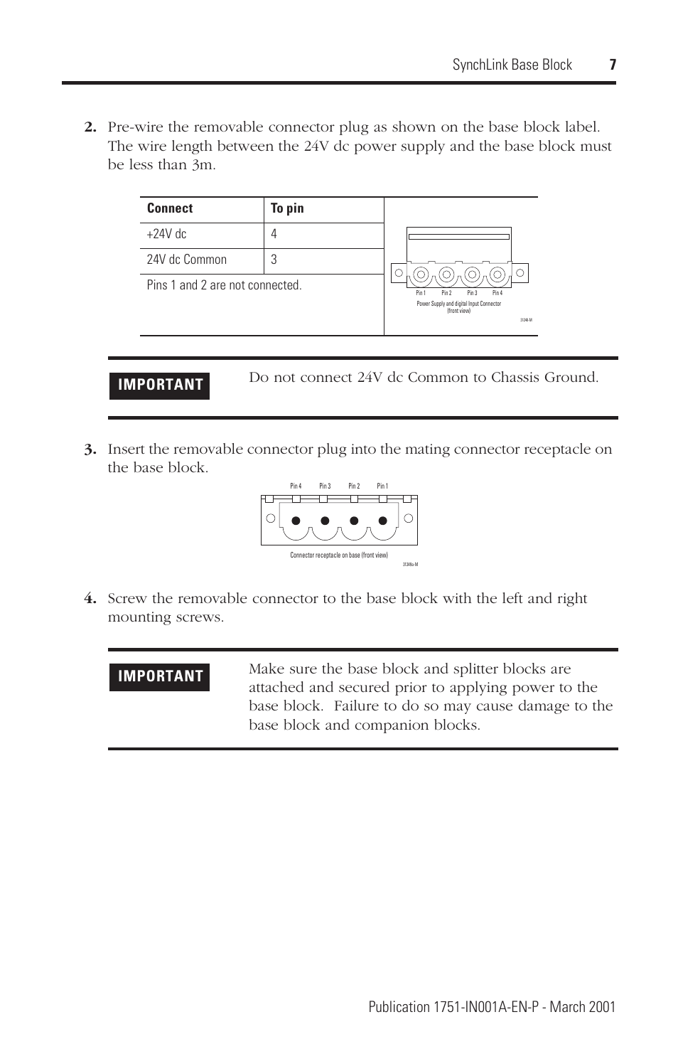 Rockwell Automation 1751 SynchLink Base Block Installation Instructions User Manual | Page 7 / 16