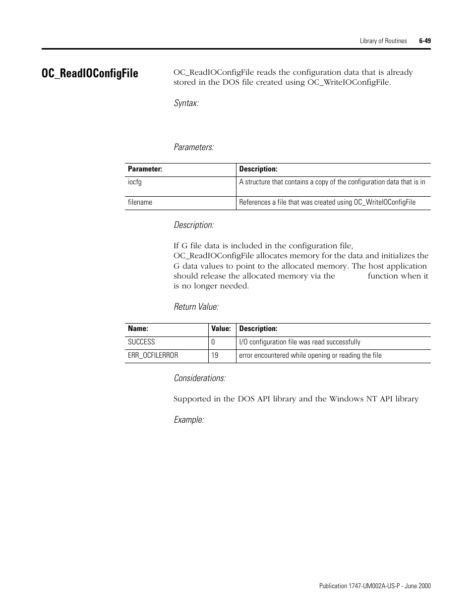 Oc_readioconfigfile, Oc_readioconfigfile -49 | Rockwell Automation 1747-PCIS API Software -  Open Controller User Manual | Page 109 / 174