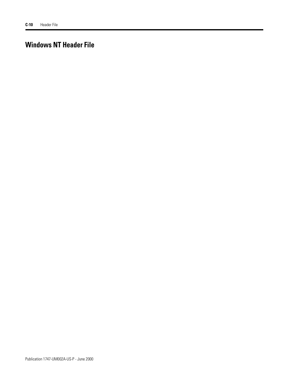 Windows nt header file | Rockwell Automation 1747-PCIS API Software -  Open Controller User Manual | Page 158 / 174