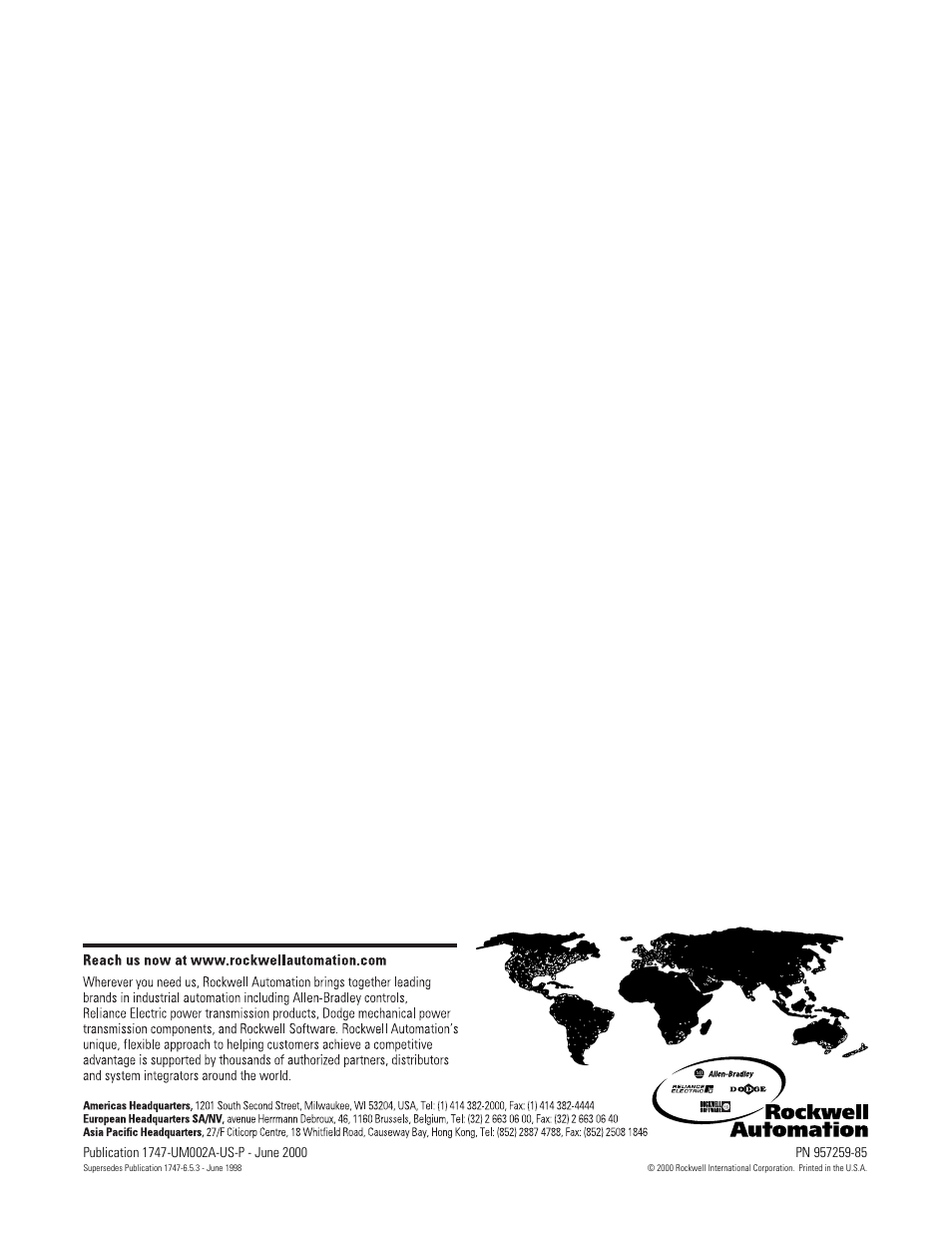 Back cover | Rockwell Automation 1747-PCIS API Software -  Open Controller User Manual | Page 174 / 174