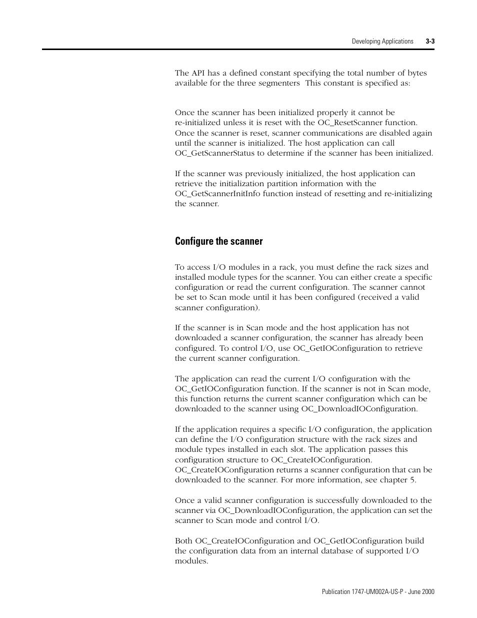 Configure the scanner -3, Configure the scanner | Rockwell Automation 1747-PCIS API Software -  Open Controller User Manual | Page 35 / 174