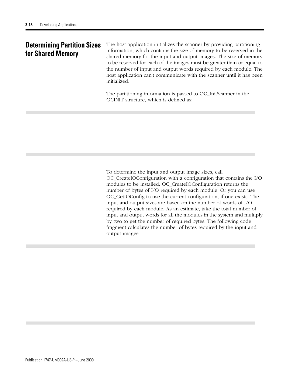 Determining partition sizes for shared memory, Determining partition sizes for shared memory -18, Oc_initscanner -39 | Rockwell Automation 1747-PCIS API Software -  Open Controller User Manual | Page 50 / 174