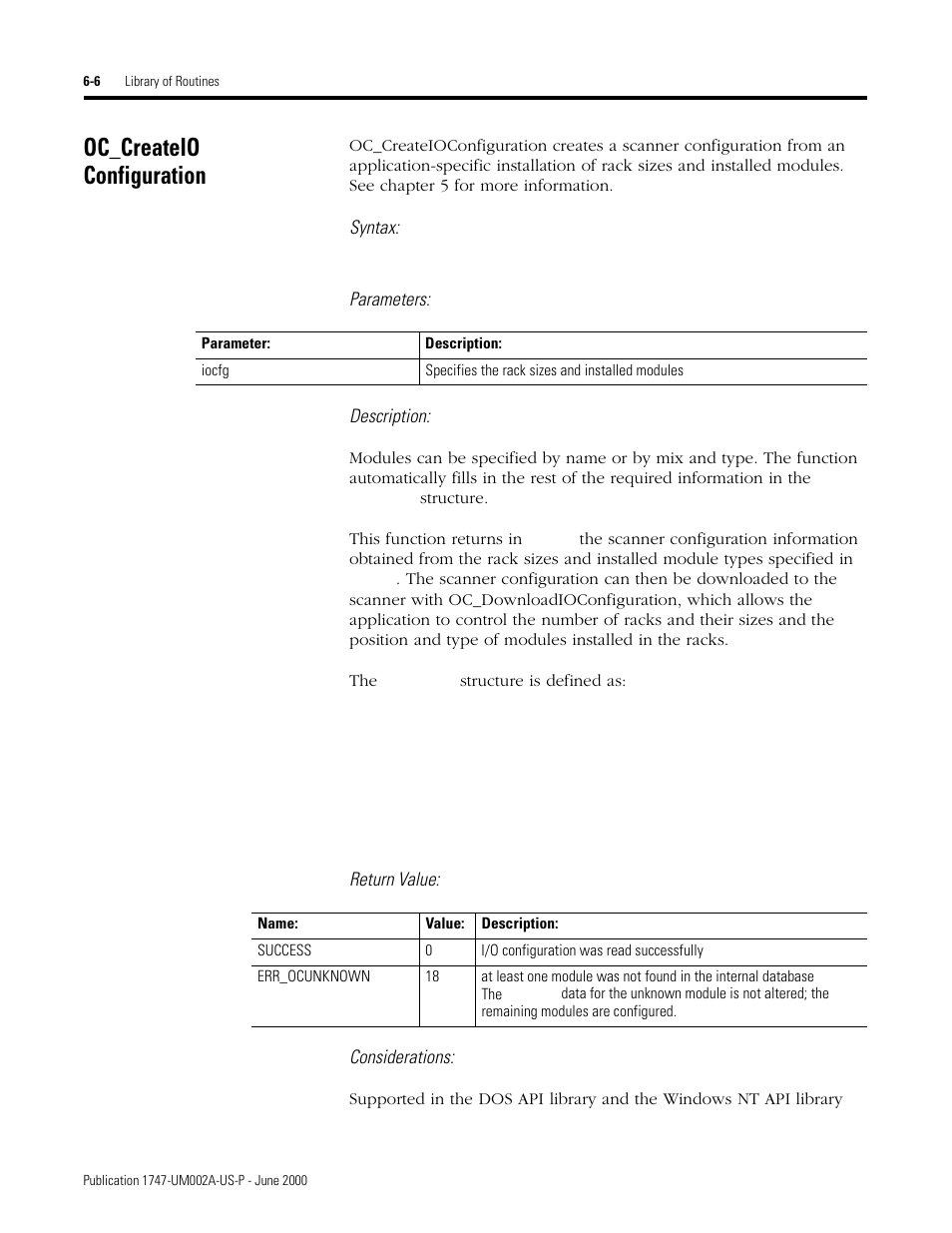 Oc_createio configuration, Oc_createioconfiguration -6 | Rockwell Automation 1747-PCIS API Software -  Open Controller User Manual | Page 66 / 174